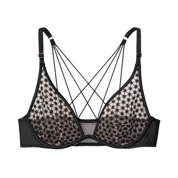 Victoria's Secret Other - Victorias Secret Sexy Luxe Lingerie Starburst Unlined Plunge Strappy Bra 32DD Ne